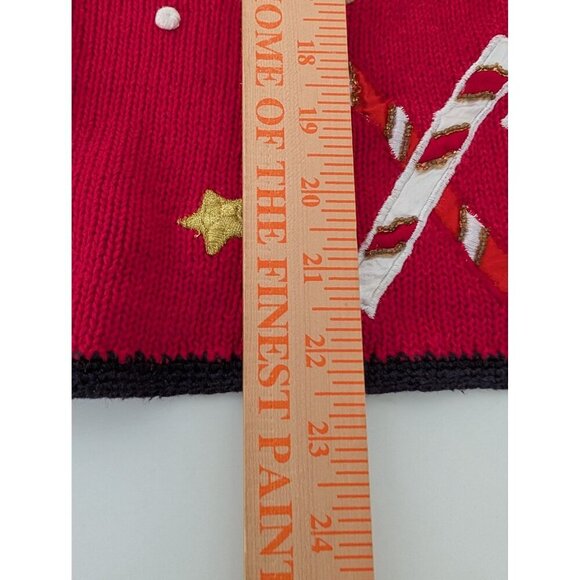 Nutcracker Teddy Bear Cardigan Womens Size Medium Red Embellished Ugly Christmas - Picture 12 of 12